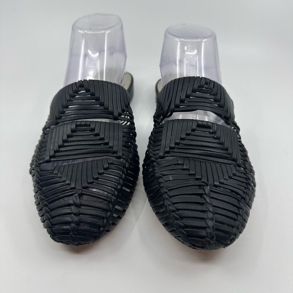 1.State Syre Woven Flats Mule Womens US9 Black Pointed Toe Leather Office Work - Picture 2 of 6